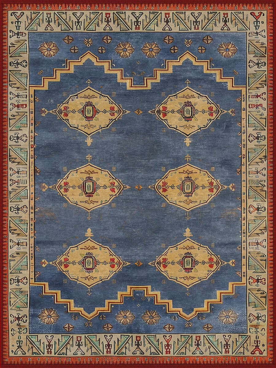 Albuquerque geometric ethnic Boho patterned Washable Custom Size Rug