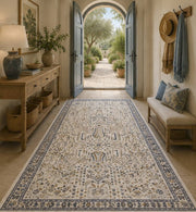 Pasadena cream navy Floral Classic patterned Washable Custom Size Rug