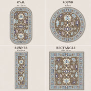 Uşak Pastel blue & Kahve patterned vintage Washable Custom Size Rug