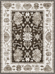 Brenham Uşak patterned brown & cream vintage Washable Custom Size Rug