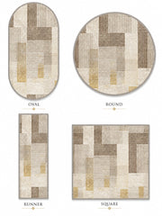 Aristoteles modern geometric cream & beige Washable Custom Size Rug
