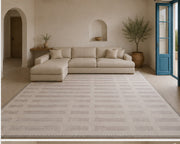 Bergen modern geometric cream & Pudra Tonlu Çizgili Washable Custom Size Rug