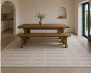 Bergen modern geometric cream & Pudra Tonlu Çizgili Washable Custom Size Rug