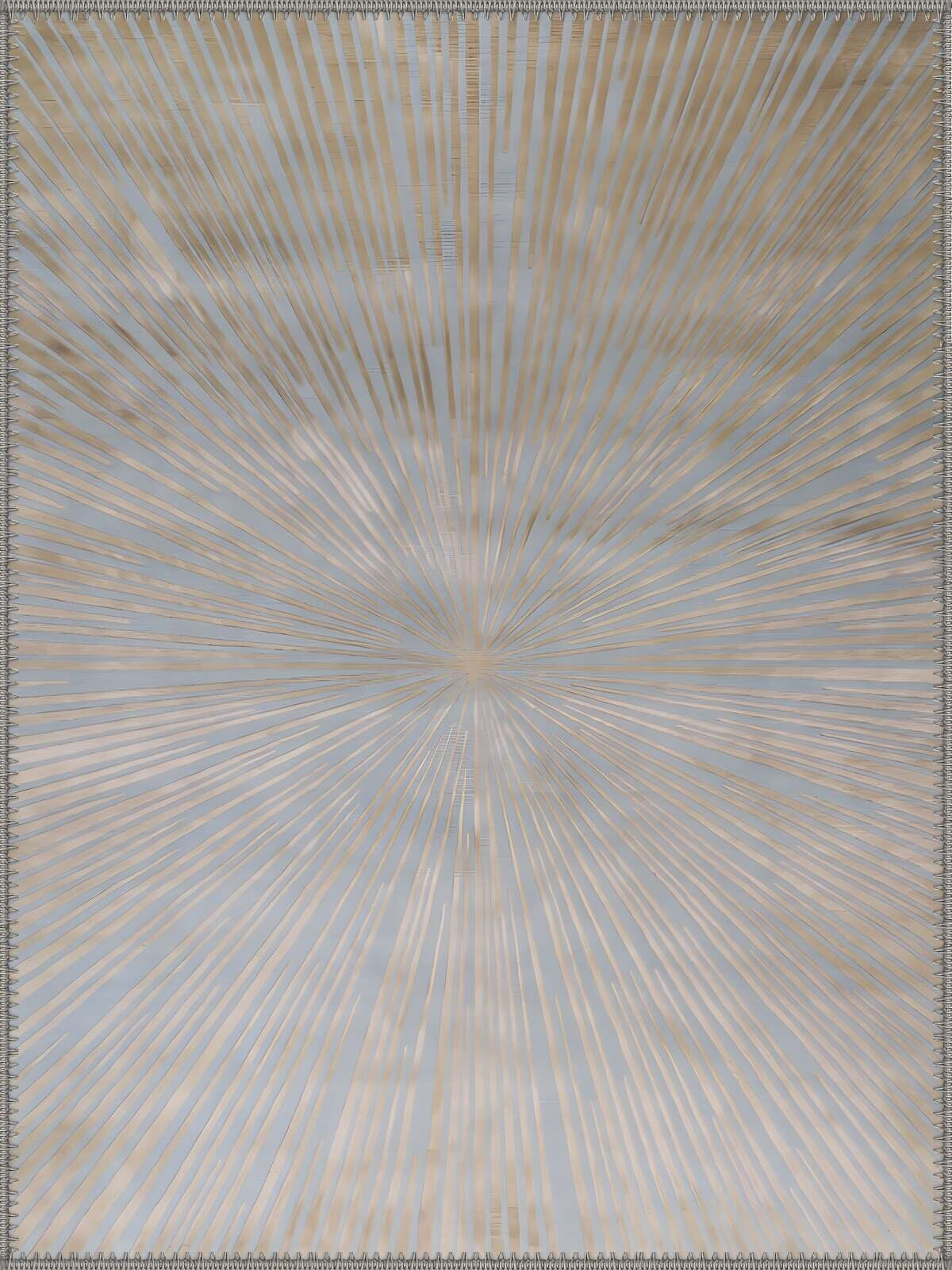 Dripping Springs abstract Radyal patterned blue & beige Washable Custom Size Rug