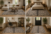 Platon Zebra patterned black & cream Washable Custom Size Rug