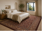 Hürrem classic Şal patterned burgundy İpek Görünümlü Washable Custom Size Rug
