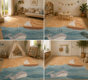 Dünya Balina & Yelkenli patterned Washable Custom Size Rug
