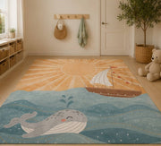 Dünya Balina & Yelkenli patterned Washable Custom Size Rug