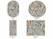 Santa Monica Dalga patterned blue Boho Washable Custom Size Rug