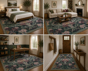 Temescal Botanik Çiçek patterned vintage Boho Washable Custom Size Rug
