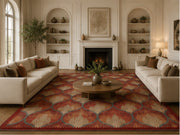 Albany geometric patterned red Washable Custom Size Rug