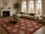 Albany geometric patterned red Washable Custom Size Rug