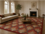 Albany geometric patterned red Washable Custom Size Rug