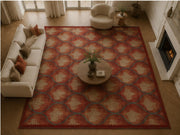 Albany geometric patterned red Washable Custom Size Rug