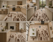 Noe Valley abstract geometric patterned beige Washable Custom Size Rug