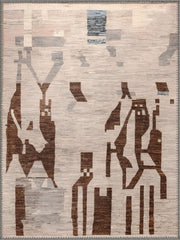 Noe Valley abstract geometric patterned beige Washable Custom Size Rug