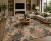 Stavanger geometric patterned blue Washable Custom Size Rug