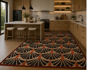 Drammen geometric patterned black red Washable Custom Size Rug