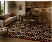 Drammen geometric patterned black red Washable Custom Size Rug