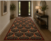 Drammen geometric patterned black red Washable Custom Size Rug