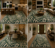 Buffalo abstract green patterned Washable Custom Size Rug