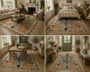 Syracuse Zebra patterned floral Washable Custom Size Rug