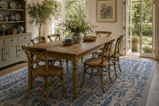 Fredericksburg blue Botanik patterned Washable Custom Size Rug