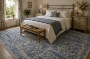 Fredericksburg blue Botanik patterned Washable Custom Size Rug
